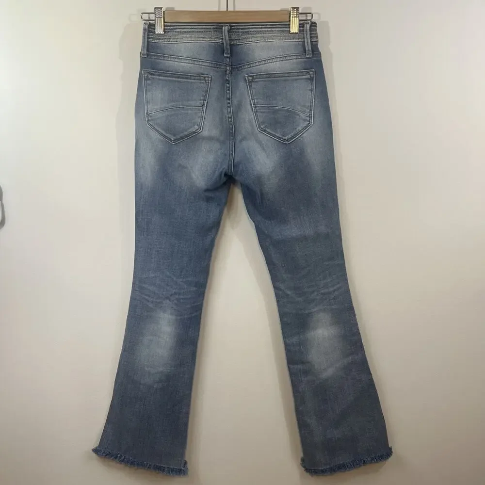 Driftwood Isabel Jeans Womens 25‎ Blue Frayed Hem Bootcut Stretch Denim Mid Rise